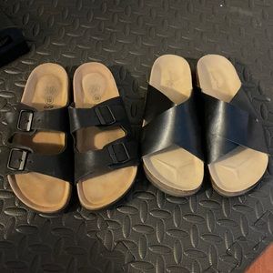2 black sandals